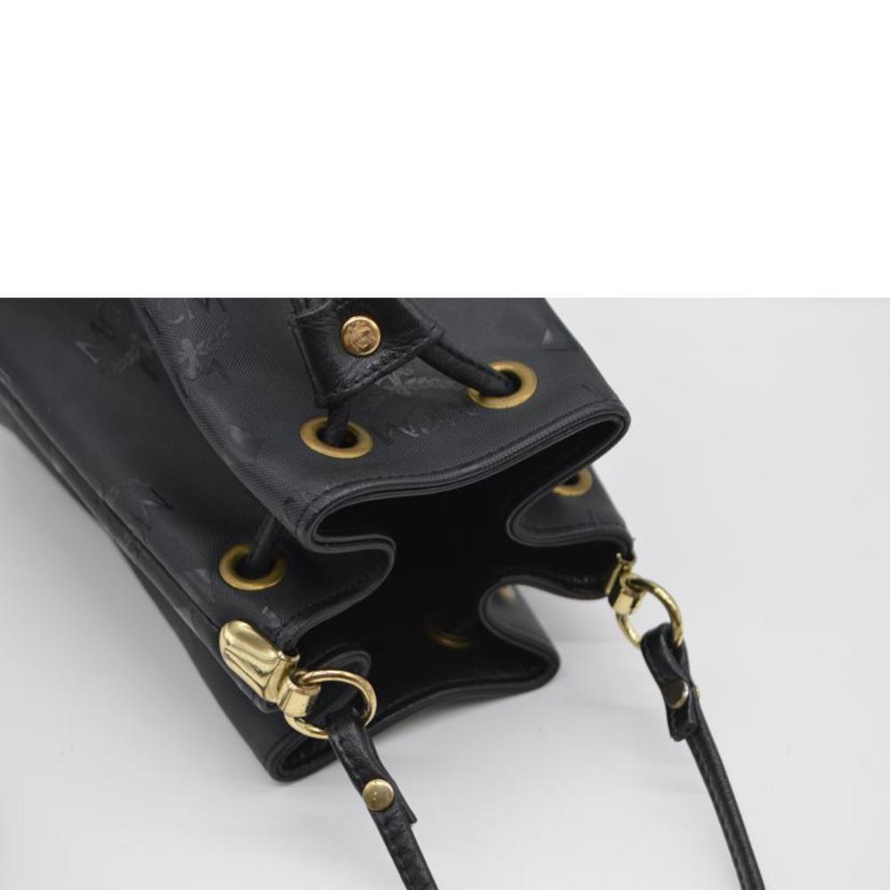 Mcm Logogram Drawstring Leather Shoulder Bag Black - image 5